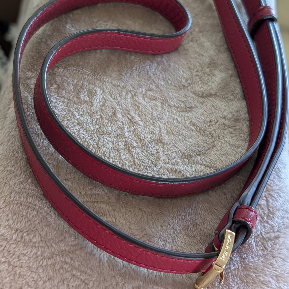 Michael Kors Bedford Red Leather Crossbody Bag - Picture 10 of 15